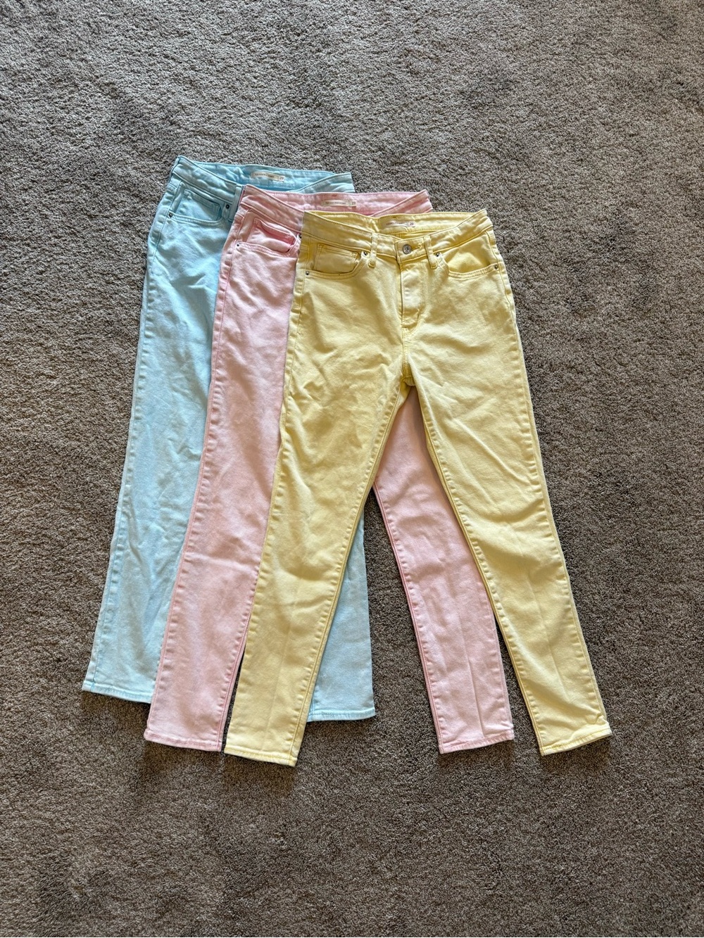 Levi’s Pastel Trio 721 High Rise Skinny Jeans - Yellow, Pink, Light Blue